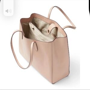Banana Republic Italian Leather East West Tote Peachy Pink NWOT